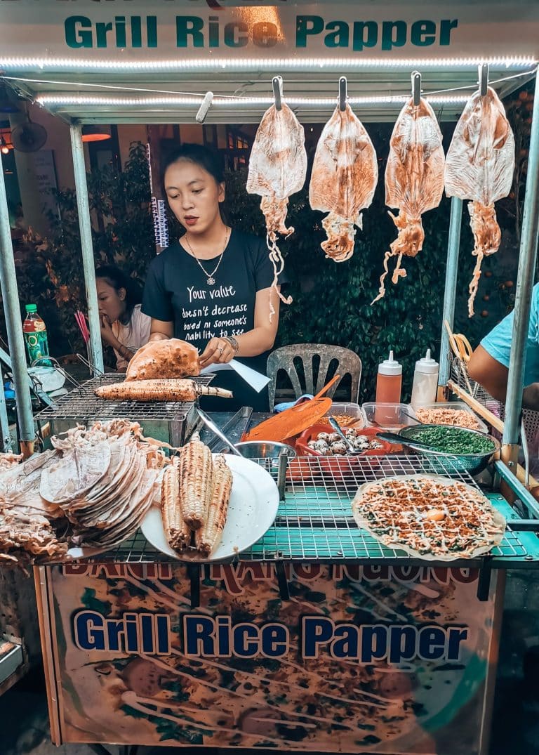 Food hanging on a cart at Hoi An Night Market, Vietnam