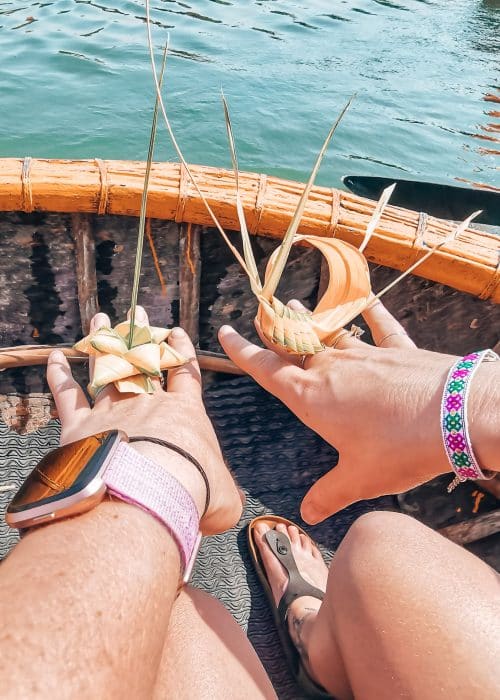 Impressive origami our tour guide made for us on our bamboo basket boat ride through Bay Mau, Hoi An