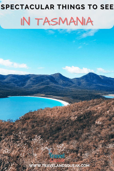 A pin on our guide to things to see in Tasmania with an image of Wineglass Bay in Freycinet National Park