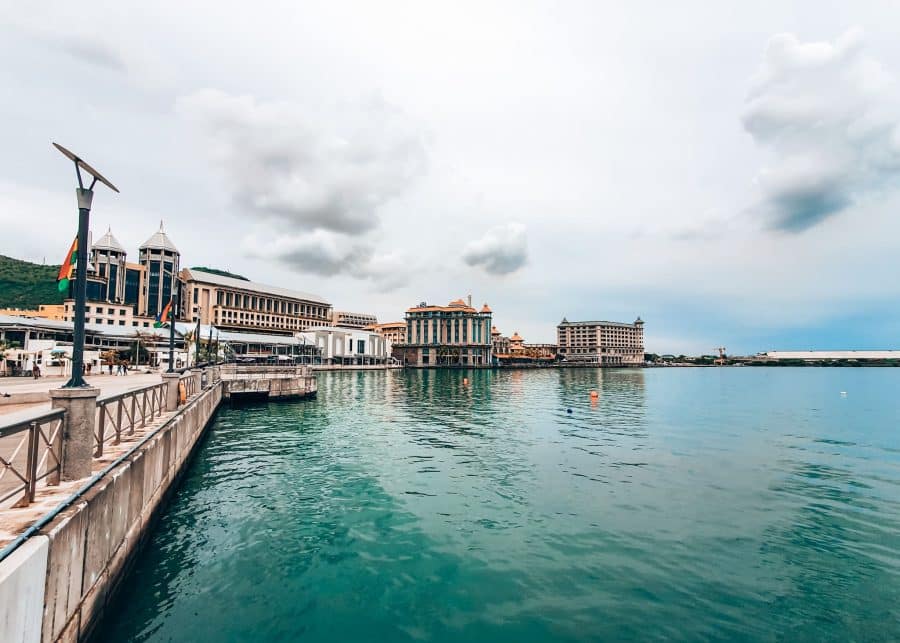 The modern Cauden Waterfront overlooking the Indian Ocean in Port Louis, Mauritius