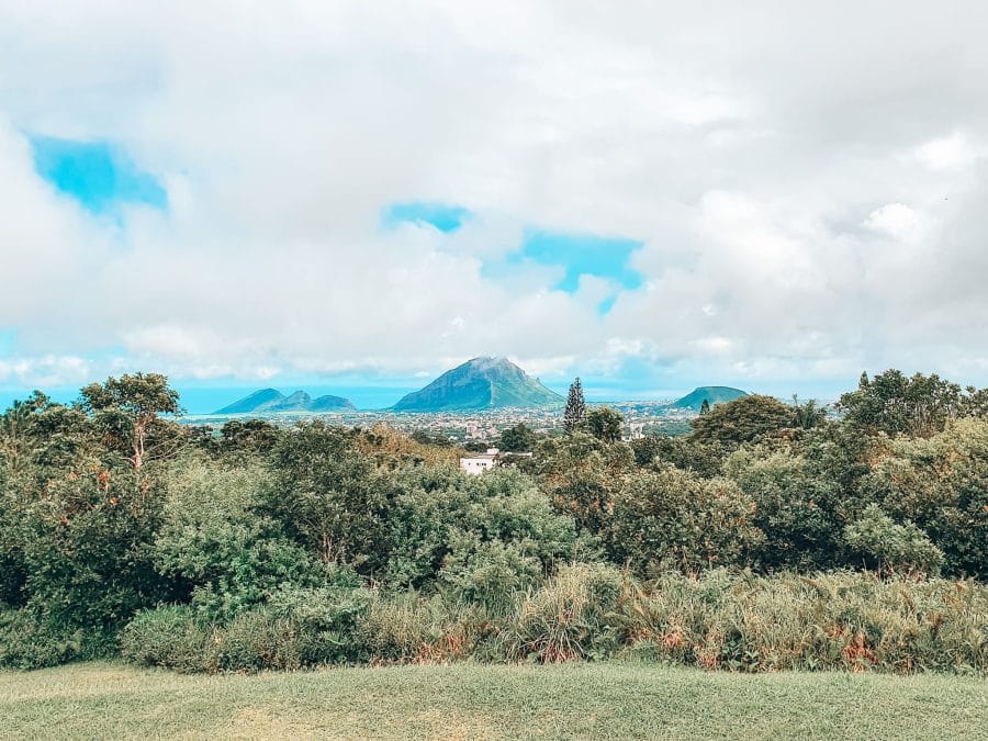 Admiring the view from Trou aux Cerfs across the lush mountainous interior is one of the best things to do in Mauritius