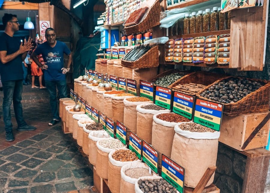 Colourful seeds and spices at Port Louis Central Market, Mauritius