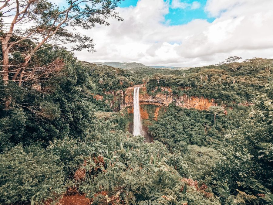 Thundering 100m into the thick green jungle is Chamarel Waterfall, Mauritius