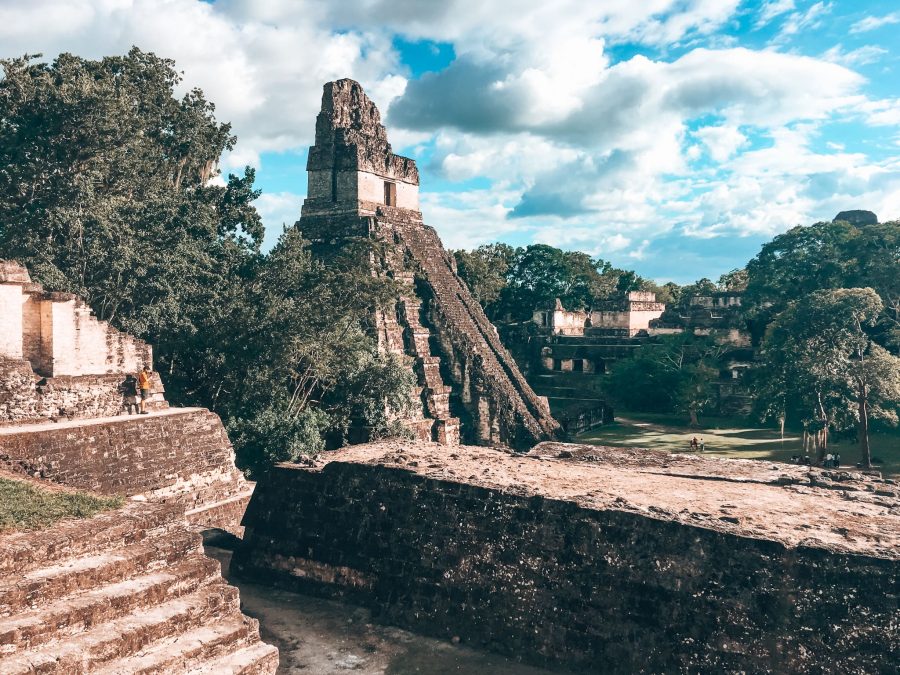 Ancient Mayan ruins deep in the jungle at Tikal National Park, Guatemala, Central America