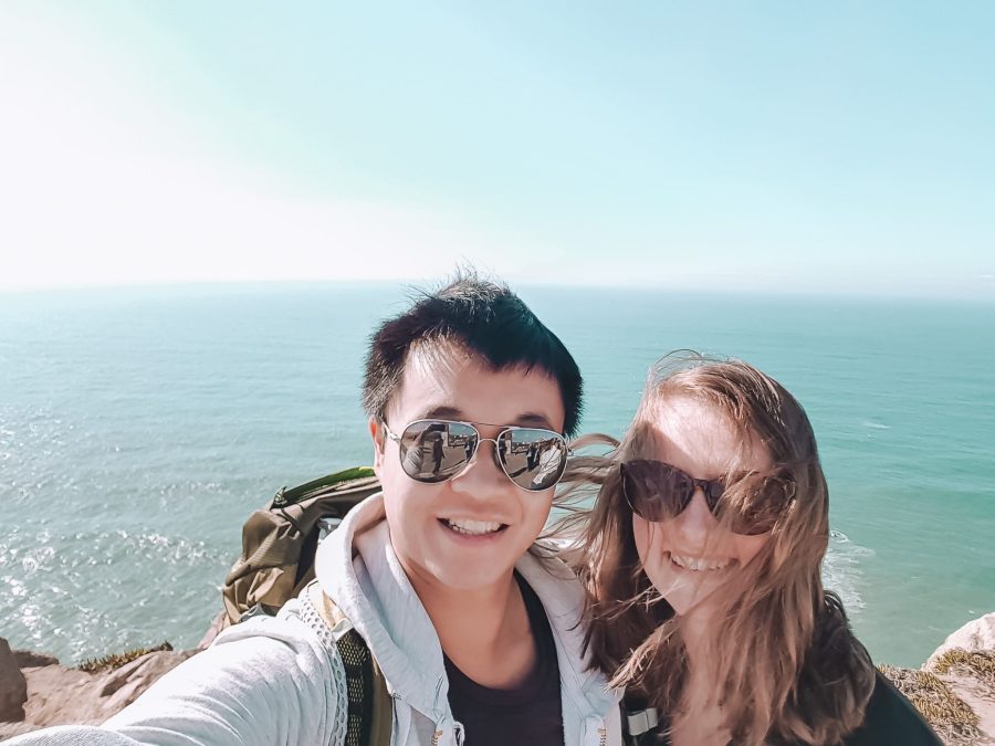 Both of us very windy at Cabo da Roca, Sintra