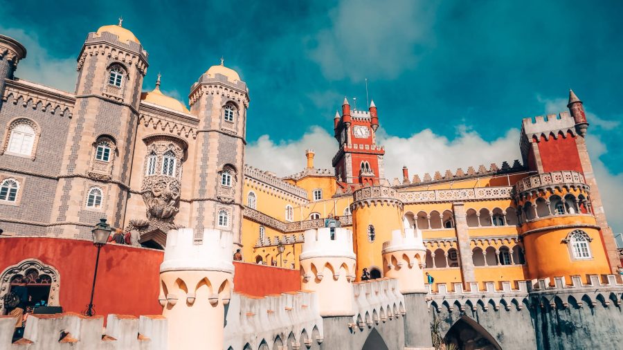 The multi-coloured and extravagant Pena Palace, Sintra day trip from Lisbon, Portugal