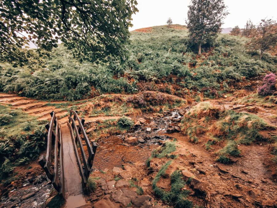 A fairytale looking footbridge on the Kinder Scout hike, Peak District