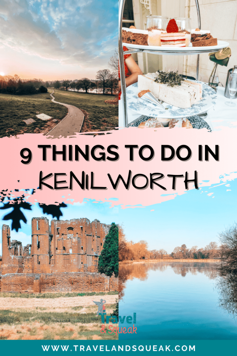 A pin on things to do in Kenilworth, Warwickshire with 4 images; the Abbey Fields, Coombe Abbey Afternoon Tea, Kenilworth Castle and the duck pond at the Abbey Fields