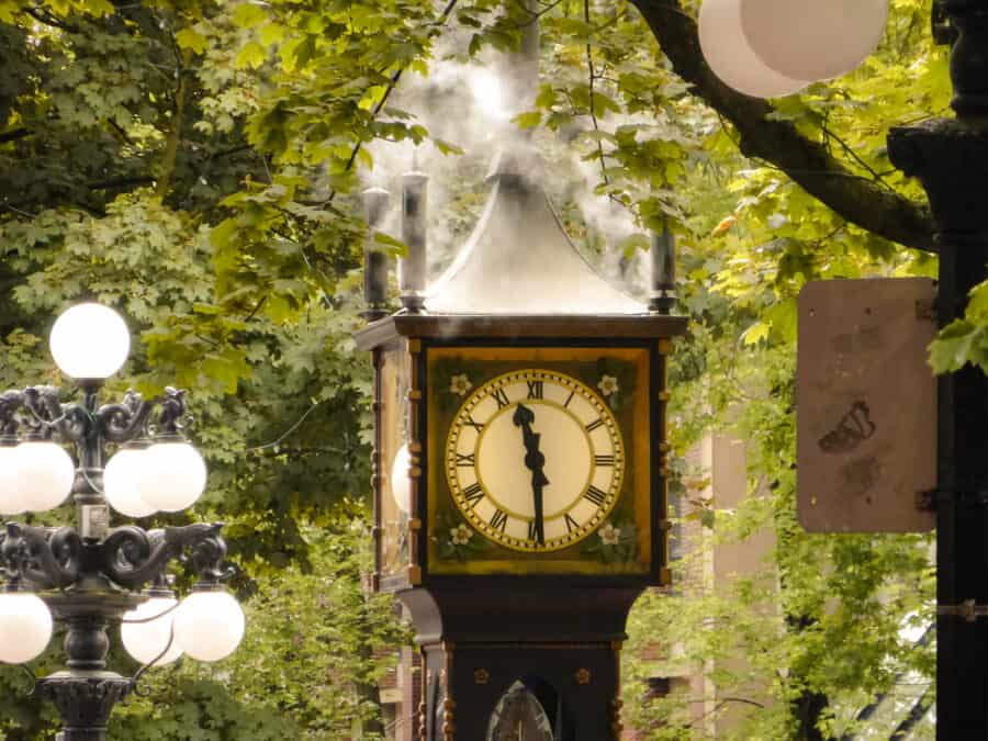 The old steam clock in Gastown, Vancouver. Your last stop on your Calgary to Vancouver road trip