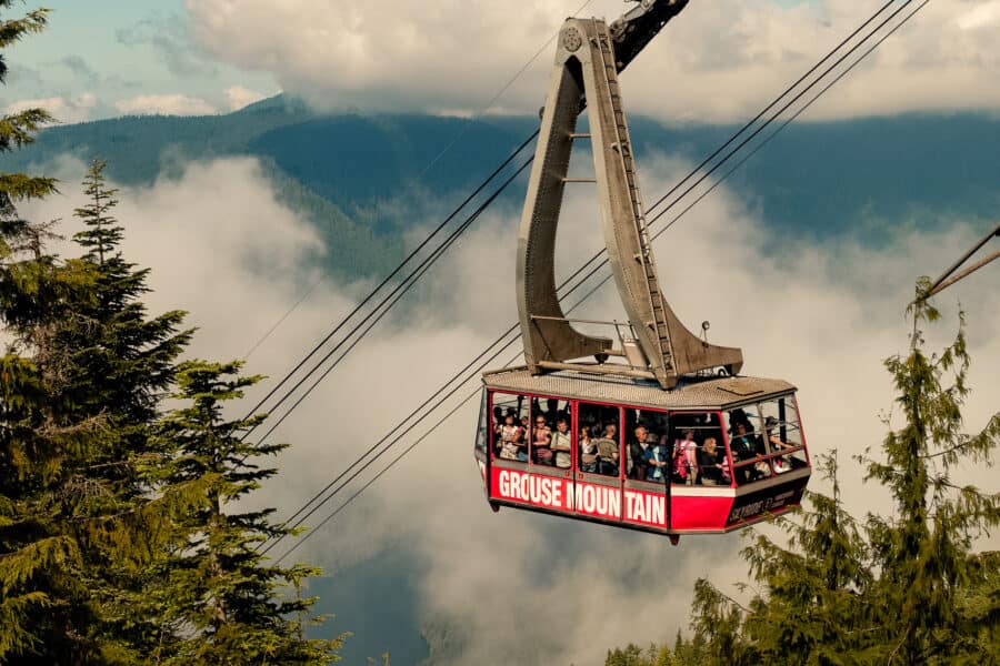 Grouse Mountain Gondola above the clouds in Vancouver