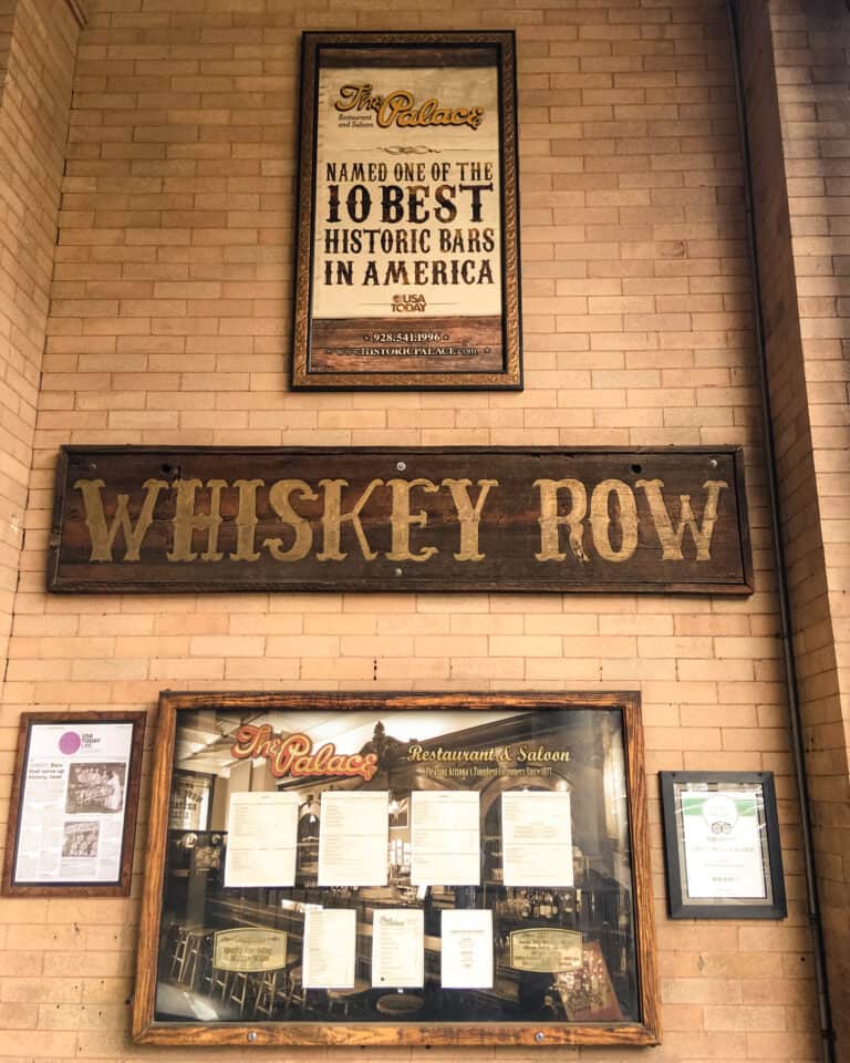 Whiskey Row signpost outside the historical Palace Saloon was one of the most interesting things to see on our Arizona road trip