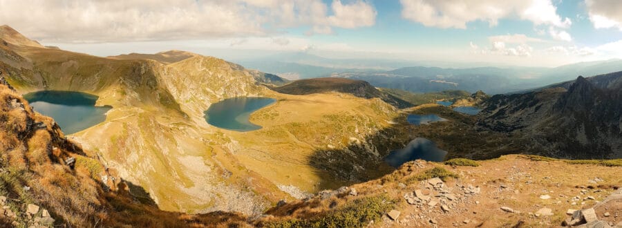 Six of the seven Rila lakes in incredible mountain scenery, Panichishte, Bulgaria