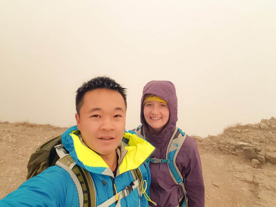 Hiking up Mount Vihren in thick cloud, can't see anything, Bansko, Bulgaria