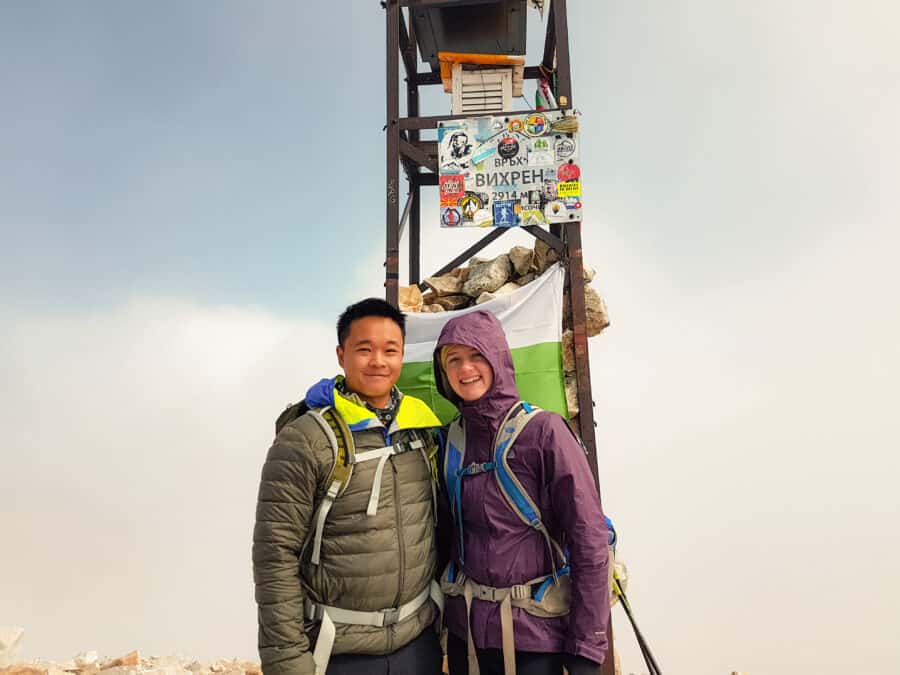 At the peak of Mount Vihren shrouded in cloud, Bansko, Bulgaria