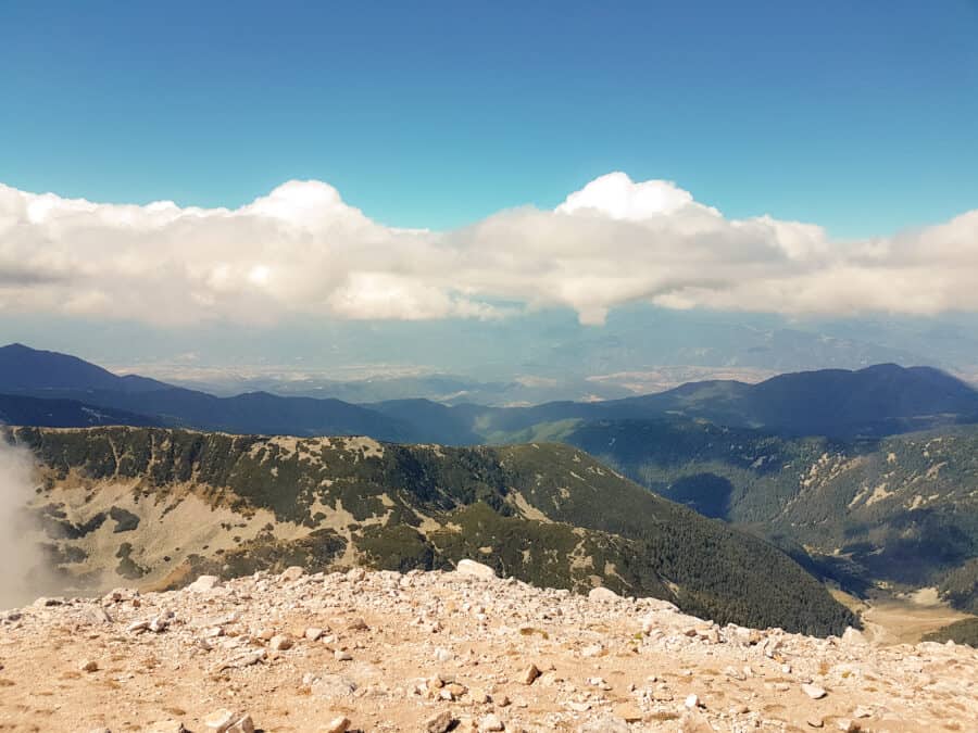 Amazing views over the whole of Pirin National Park from the peak of Mount Vihren, Bansko, Bulgaria