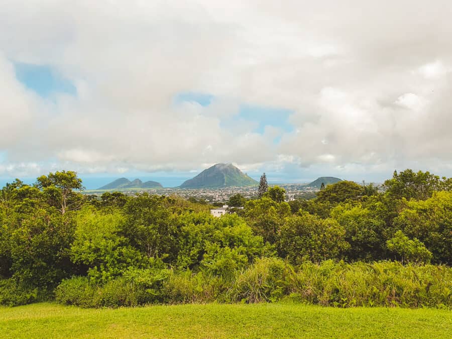 Spectacular viewpoint over the Central Plateau from Trou aux Cerfs overlooking the mountains and lush greenery, Mauritius