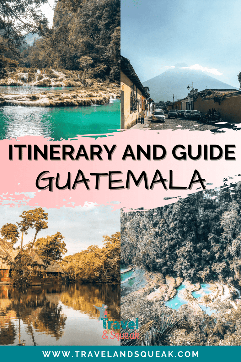 A pin on a two week Guatemala itinerary with images of Semuc Champey, Antigua and Rio Dulce National Park