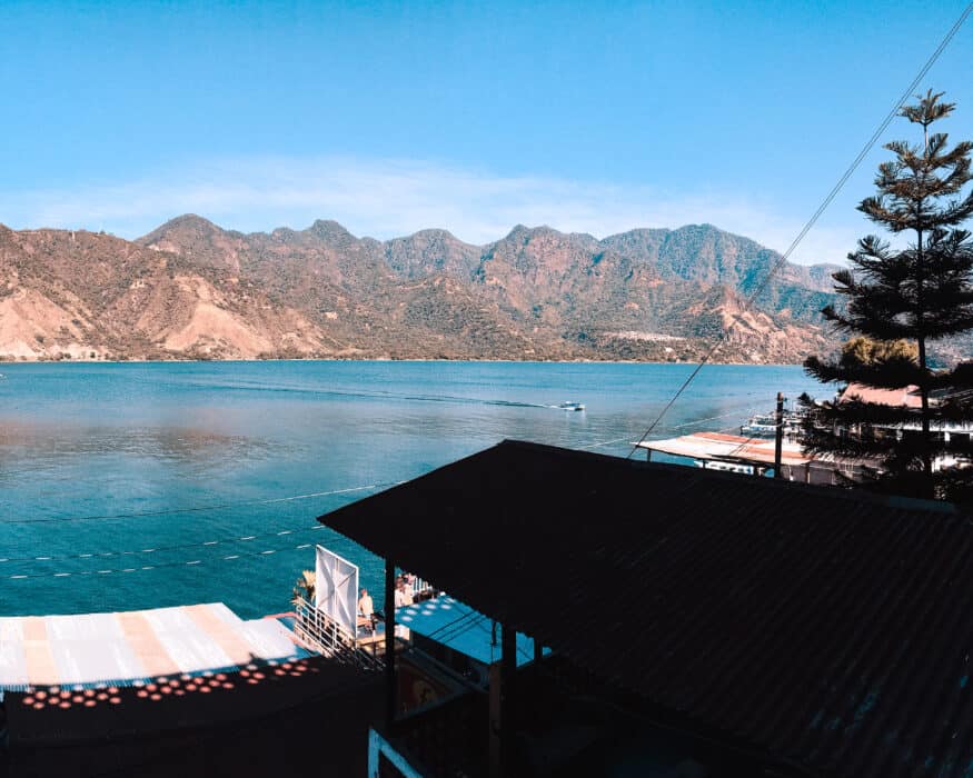 Mountainous view from San Pedro La Laguna on Lake Atitlan, Guatemala