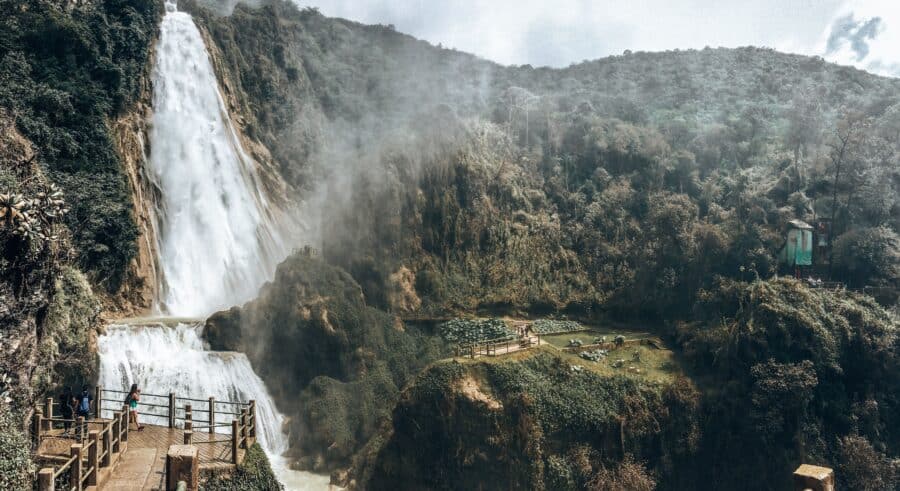 The thundering El Chiflon Waterfall is one of the best day trips on this guide to San Cristobal de las Casas, Chiapas, Mexico