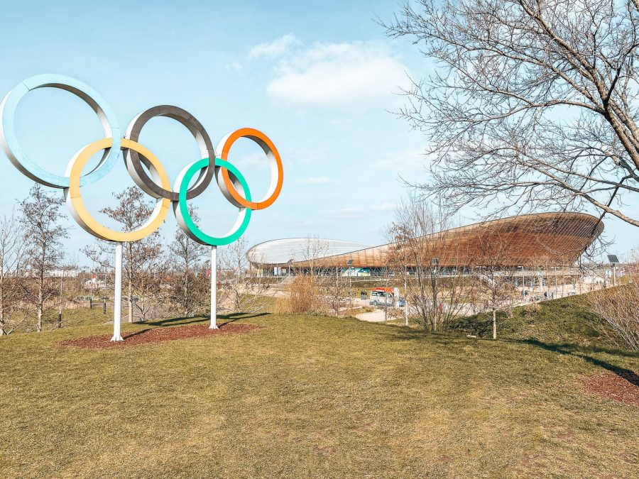 The Olympic Rings and VeloPark at Queen Elizabeth Olympic Park, Stratford, East London