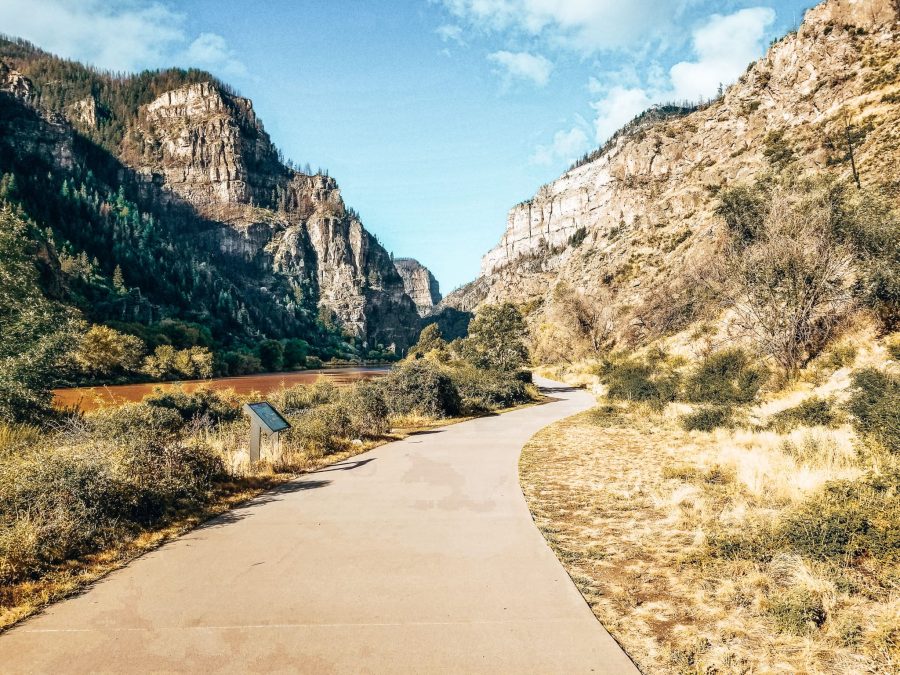A walking trail through the dramatic Glenwood Canyon, Colorado