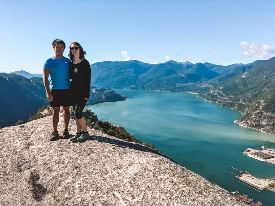 First Peak on the Stawamus Chief, overlooking the spectacular Howe Sound, is one of the most popular hikes in Whistler, Canada