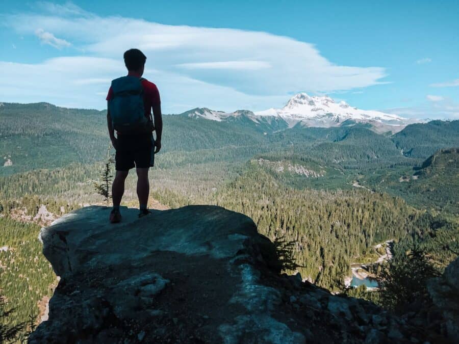 Andy hiking up to Wedgemount Lake, one of the most challenging hikes in Whistler, British Columbia, Whistler