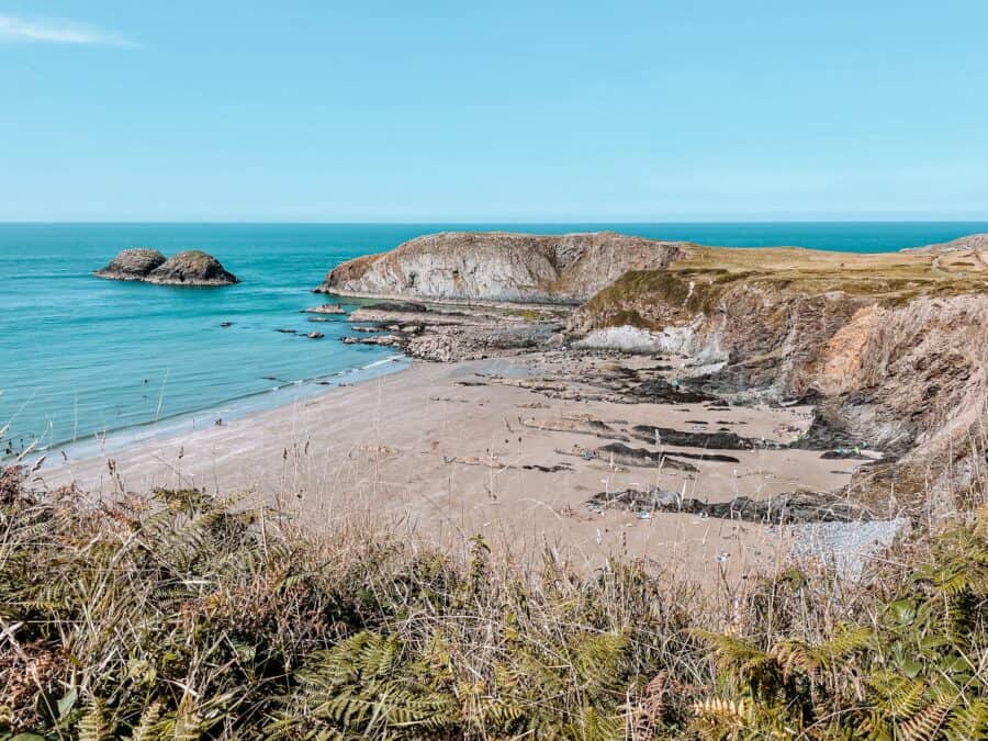 Volcanic rocks on Traeth Llyfn Beach, Pembrokeshire Coast Path, Wales