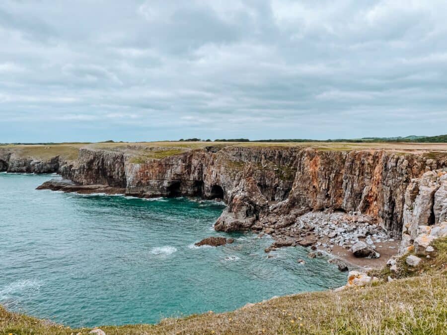 Dramatic cliffs and natural arches at Stackpole Head are one of the best things to see on your 3 days in Pembrokeshire, Wales, UK