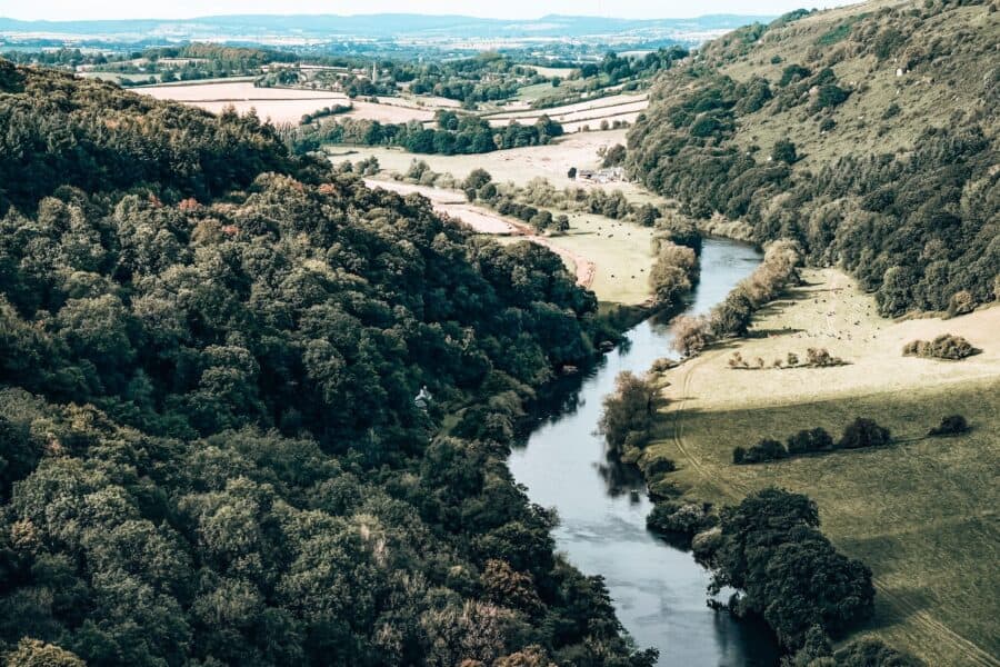 Panoramic view over gorgeous Symonds Yat, The Wye Valley, Wales, UK