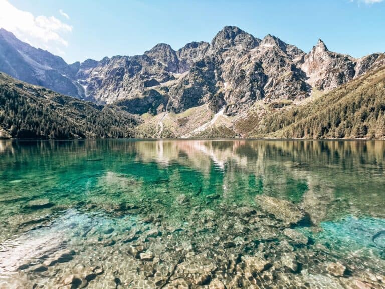 The shimmering turquoise water of Morskie Oko with a dramatic Tatra Mountain backdrop is one of the best things to do in Zakopane