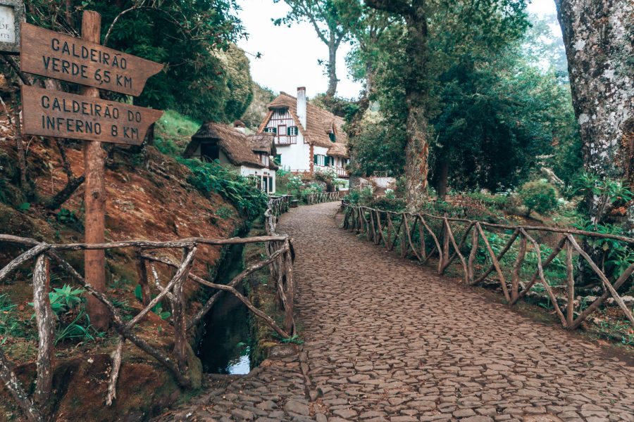 The narrow cobbled street leading up to Queimadas House, Caldeirão Verde, Madeira, Portugal