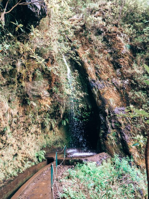 A waterfall along the trail of Caldeirão Inferno, Madeira, Portugal