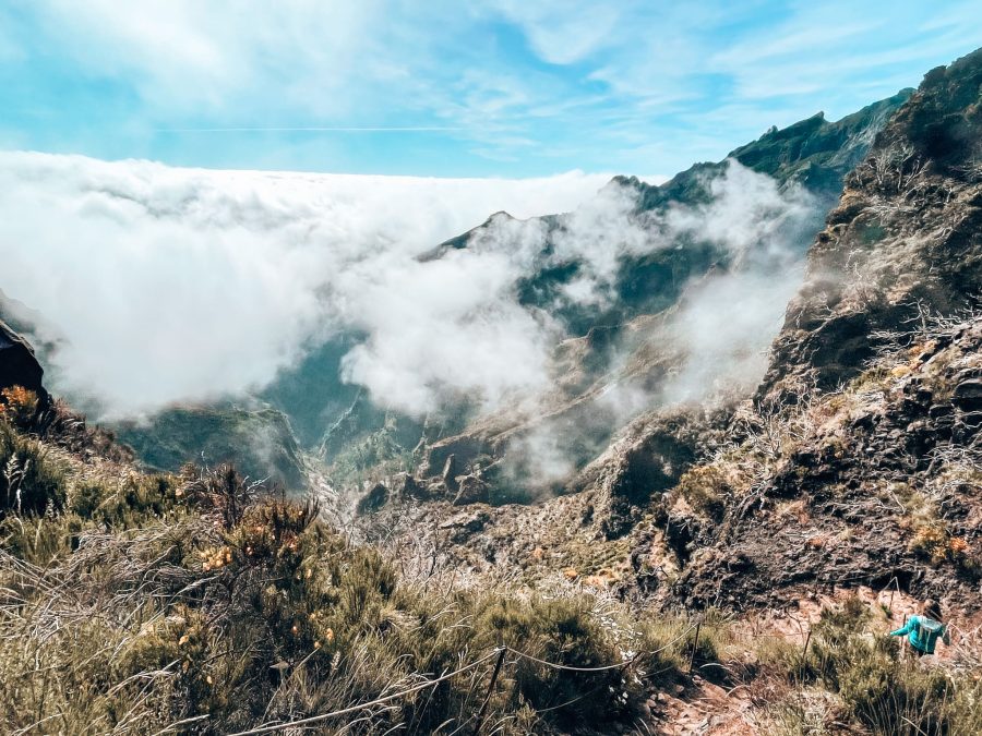 View across the valley on the Pico do Arieiro to Pico Ruivo hike, Madeira, Portugal