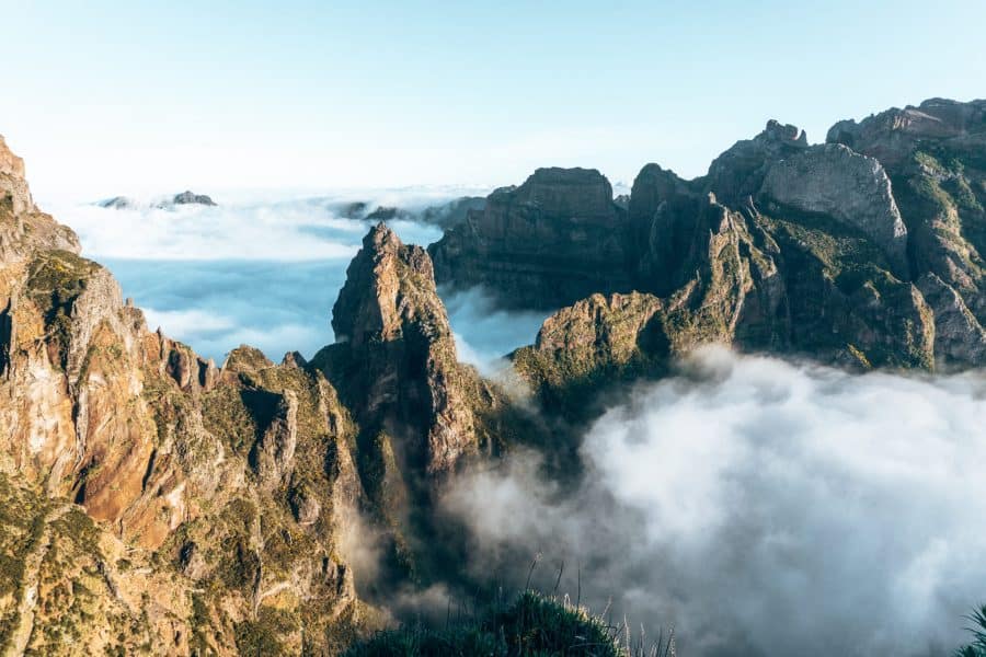 Miradouro do Ninho da Manta with its craggy peaks and endless mountains on Pico do Arieiro, Madeira, Portugal