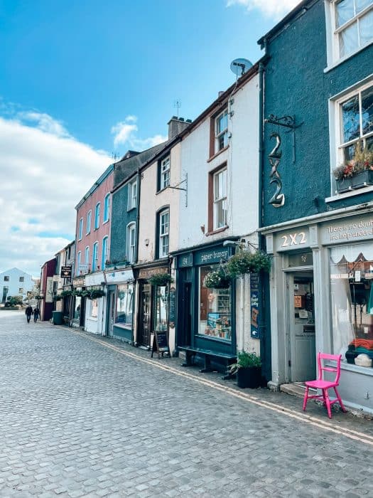 Ulverston's quaint and colourful cobbled streets, Lake District, England