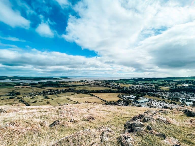 The view from the top of Hoad Hill overlooking Ulverston and Morecambe Bay, Lake District National Park, England, UK