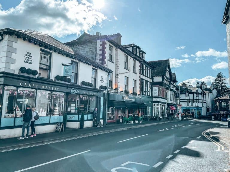 Colourful streets and independent businesses of Bowness-on-Windermere, Lake District National Park, England