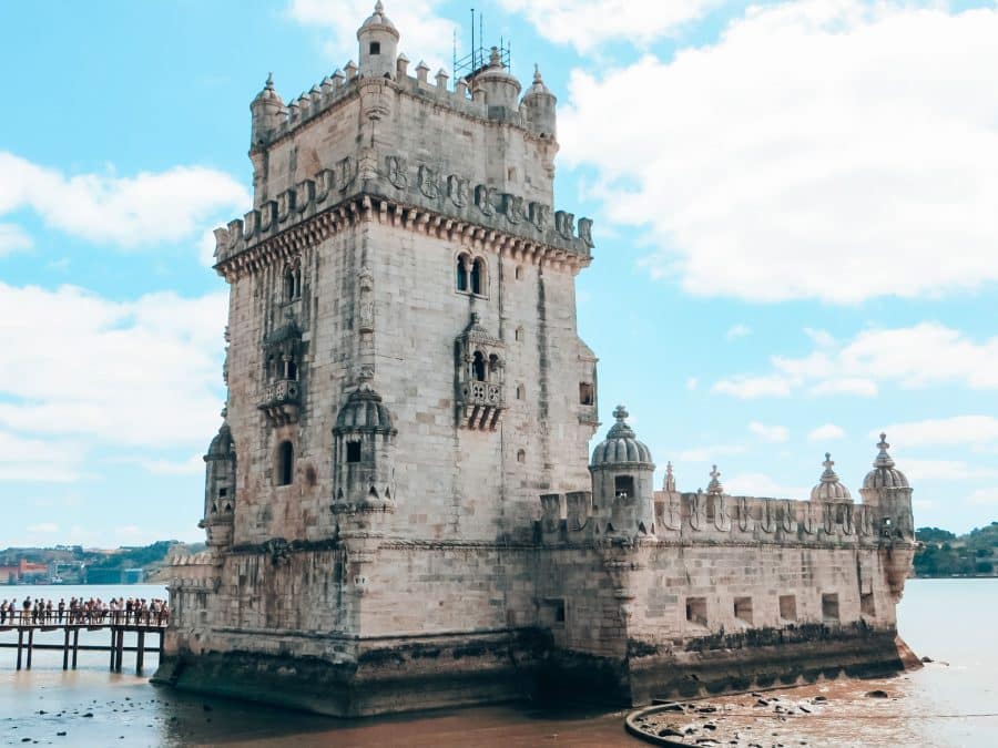 The grand Torre de Belem on the ocean, Lisbon