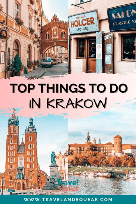 A pin on things to do in Krakow with images of Krakow Old Town, Wawel Castle and Kazimierz