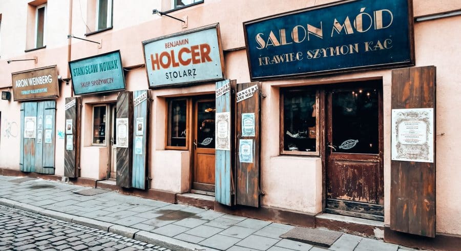 The quaint shop fronts in Kazimierz, things to do in Krakow, Poland