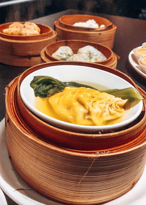 Baskets of delicious dim sum on a table in Dumpling's Legend in London Chinatown on your weekend in London, England