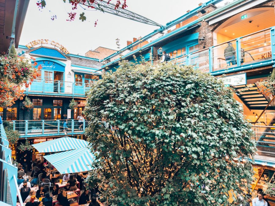 Restaurants and alfresco dining at Kingly Court on Carnaby Street in Soho, London