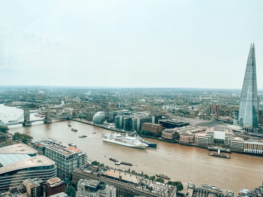 View from the Sky Garden over The Thames, Tower Bridge and The Shard on your weekend in London