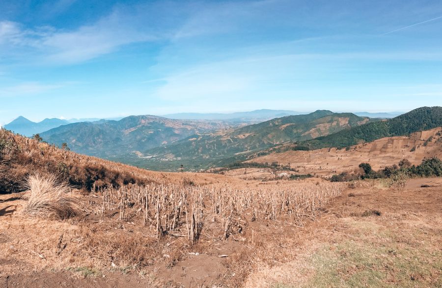 Vast farmland surrounding Acatenango Volcano, Antigua, Guatemala