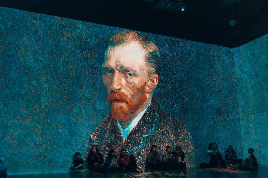 Vincent van Gogh's Self-Portrait in the Colour in Motion gallery at Frameless, one of the best immersive experiences in London