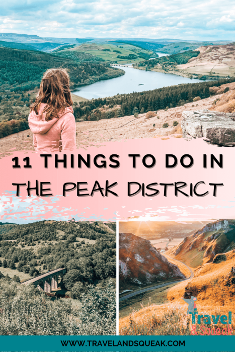 A pin on the best things to do in the Peak District, Derbyshire with images of Ladybower Reservoir, the Monsal Trail and Winnats Pass