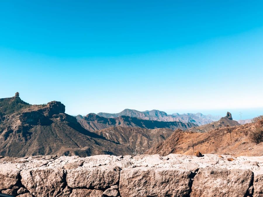 A viewpoint in Tejeda looking over the surrounding rocky landscapes, Gran Canaria, Spain