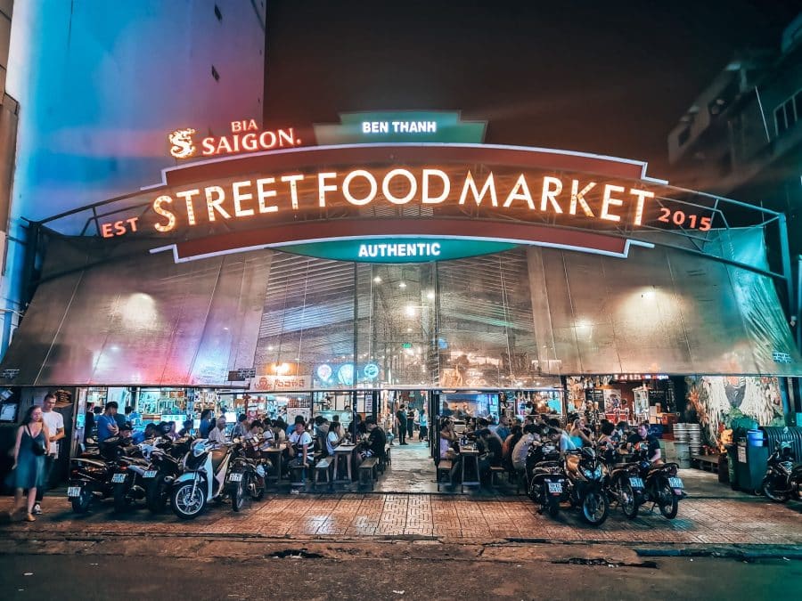 Ben Thanh Market with lots of motorcycles outside in Ho Chi Minh City, the Best of Vietnam