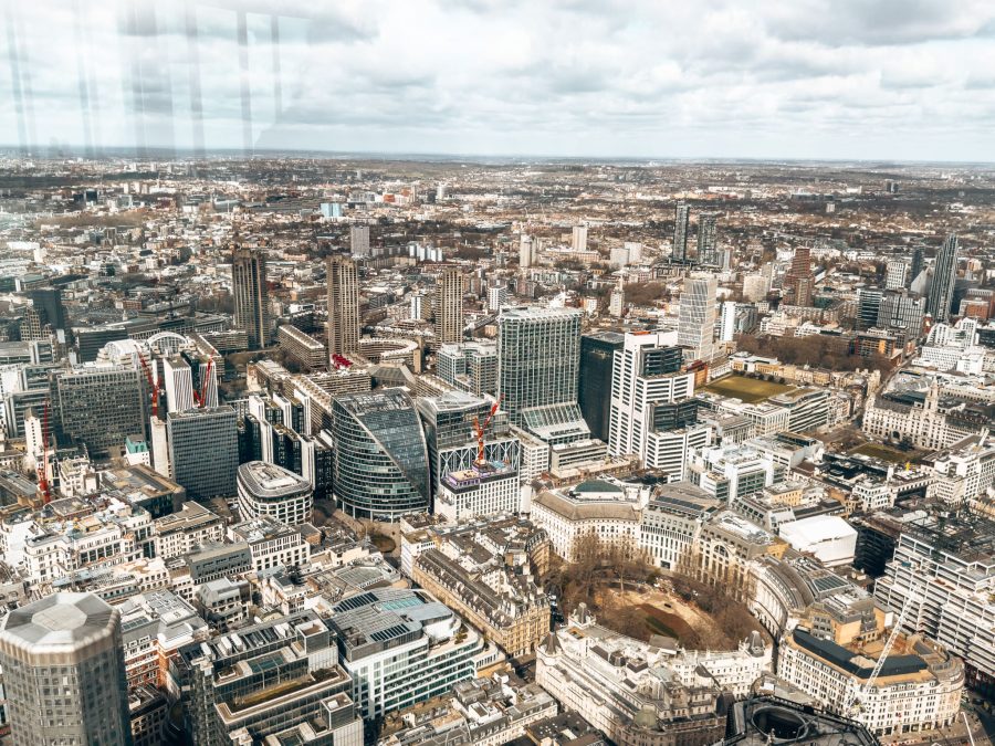 Looking out to the west and north London including Finsbury Circus and out to Hamsptead Heath and Alexandra Palace, Horizon 22, London